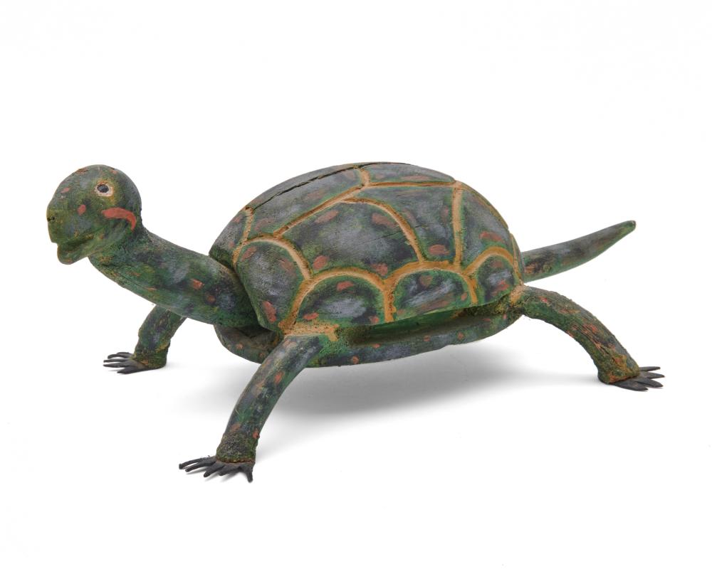 Appraisal: FELIPE ARCHULETA American - Turtle carved and painted wood with