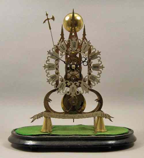 Appraisal: A brass framed ''Skeleton'' clock the ins diameter pierced and