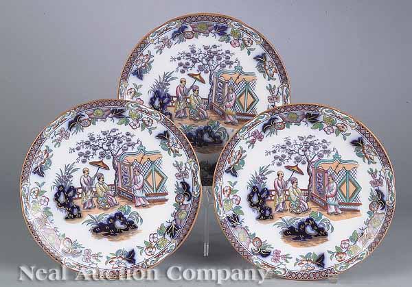 Appraisal: Nine English Ironstone Luncheon Plates c in the Chinese taste