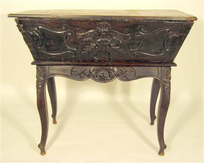 Appraisal: Carved French oak covered dough trough H in W in