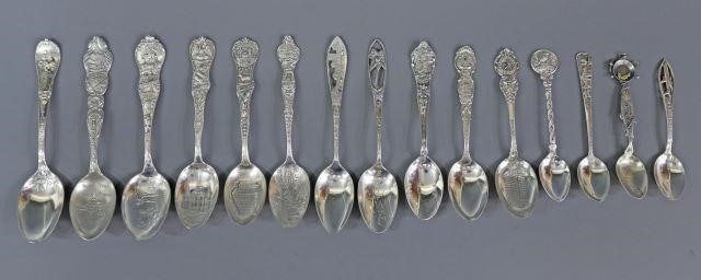 Appraisal: lot of Sterling silver souvenir spoons destinations include Alaska California