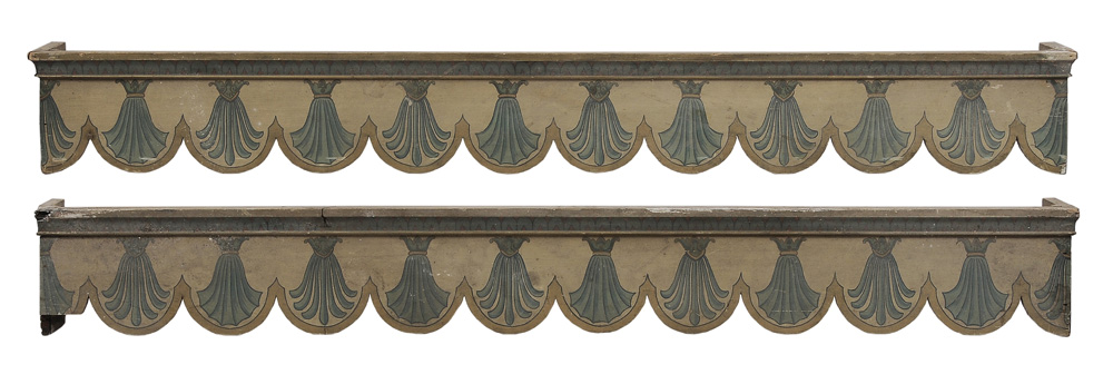 Appraisal: Pair Paint-Decorated Architectural Valanc