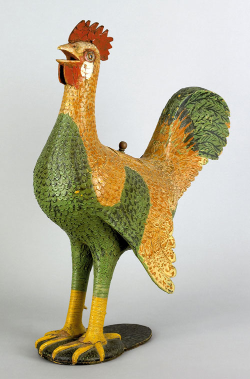 Appraisal: Joseph Gregory carved rooster with a hollow body and lift