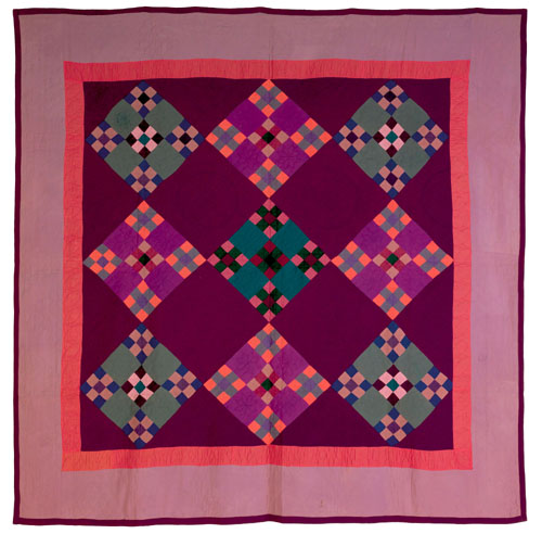 Appraisal: Amish double nine patch quilt ca x