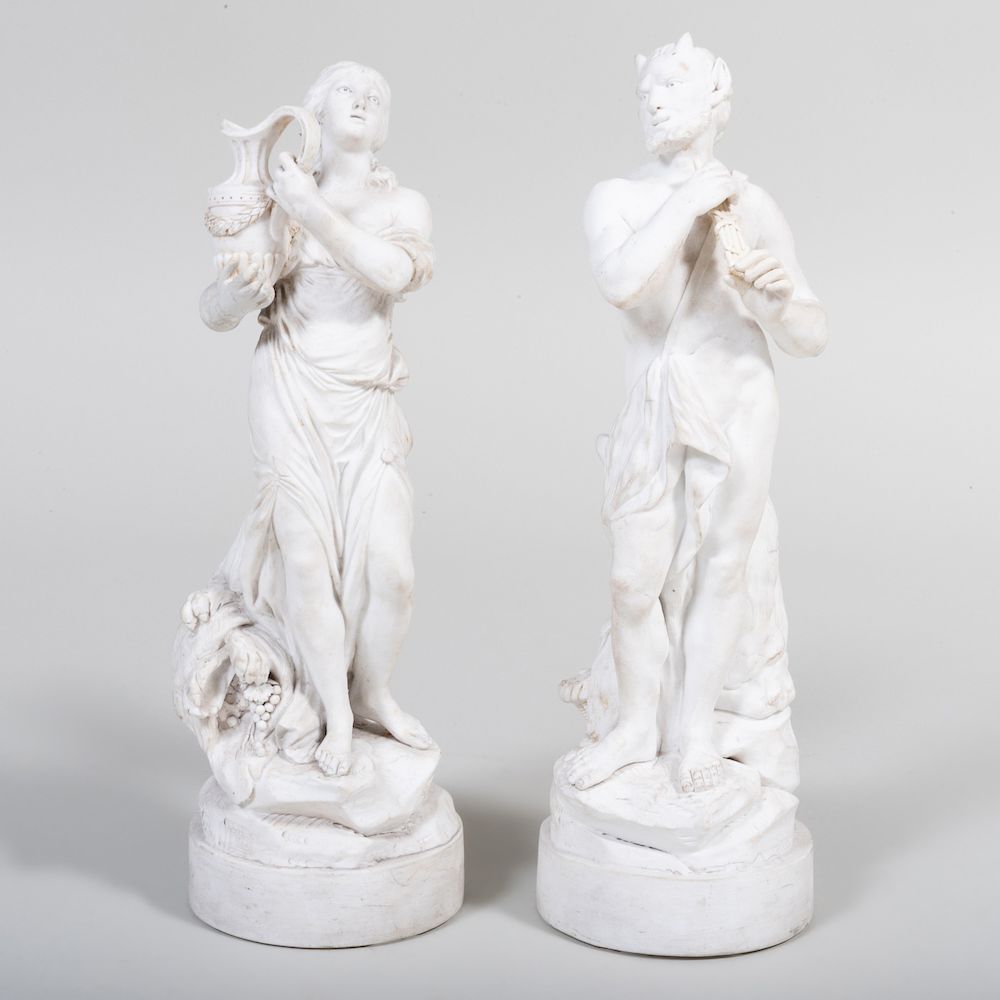 Appraisal: Pair of Continental Bisque Porcelain Mythological Figures in high Condition