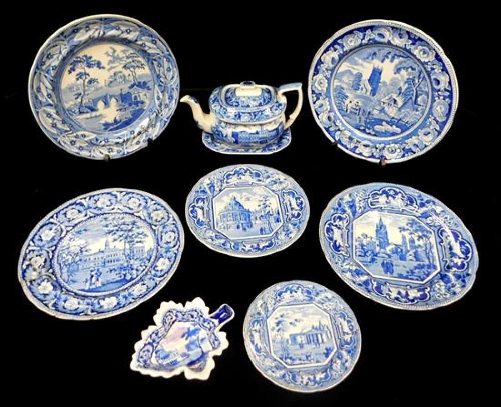 Appraisal: Nine blue and white transfer decorated Staffordshire England early th