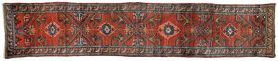 Appraisal: Malayer rug four medallions with pendants on brick red field