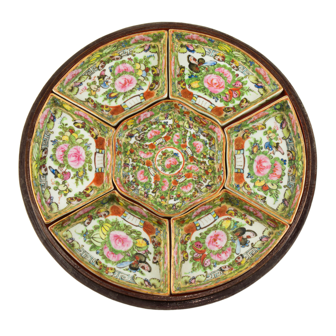 Appraisal: SET OF CHINESE CANTON ROSE MEDALLION SWEET MEAT TRAYS set