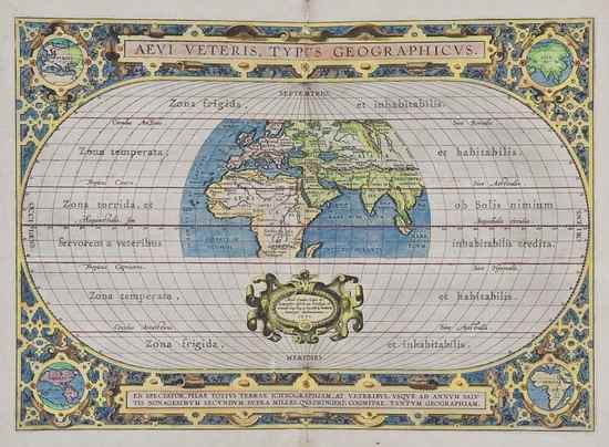 Appraisal: Ortelius Abraham Aevi Veteris Typus Geographicus classical world map within