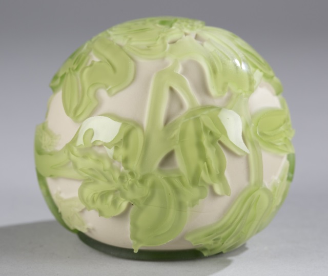 Appraisal: Pilgrim Cameo Glass Paperweight Hint of Spring Pilgrim Cameo Glass