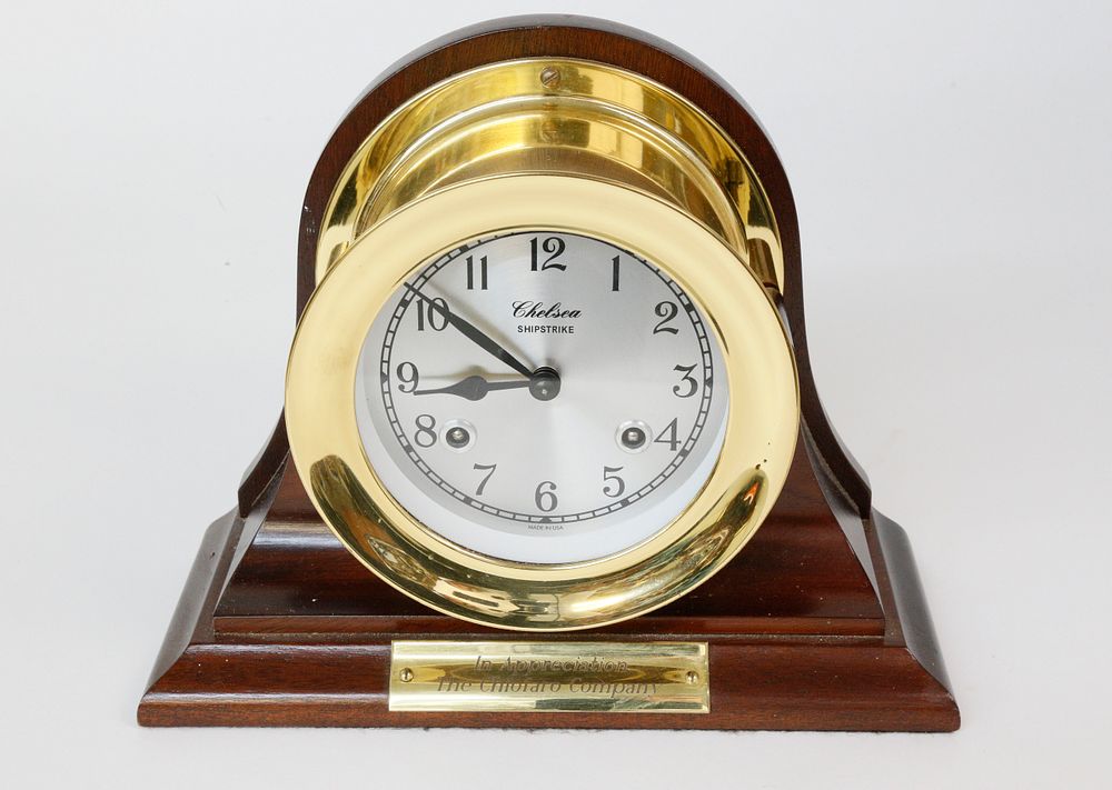 Appraisal: Chelsea Shipstrike Brass Mantel Clock Chelsea Shipstrike Brass Mantel Clock