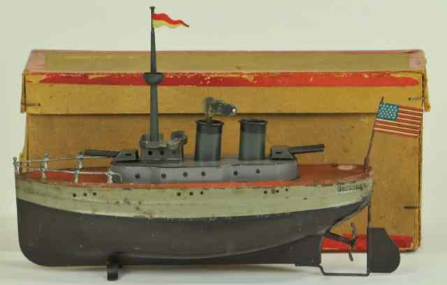 Appraisal: FLEISHMANN BOXED BATTLESHIP Germany c deep brown and grey hull