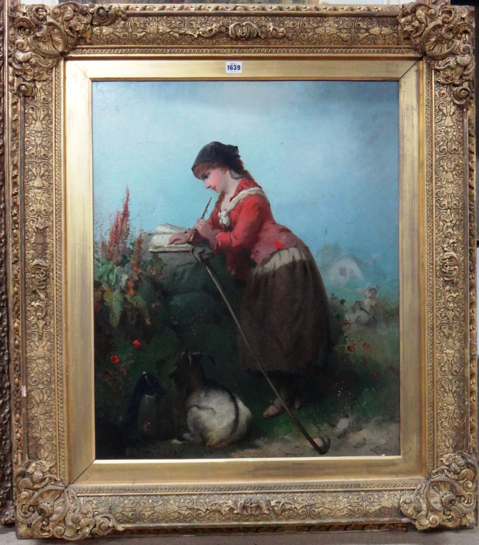 Appraisal: William Perry fl - The musical shepherdess oil on canvas