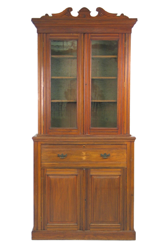 Appraisal: VICTORIAN WALNUT BUREAU BOOKCASE English last quarter of the th