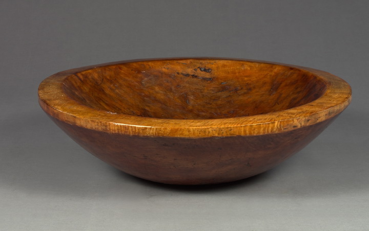 Appraisal: Monumental Provincial Circular Turned Fruitwood Dough Bowl first quarter th