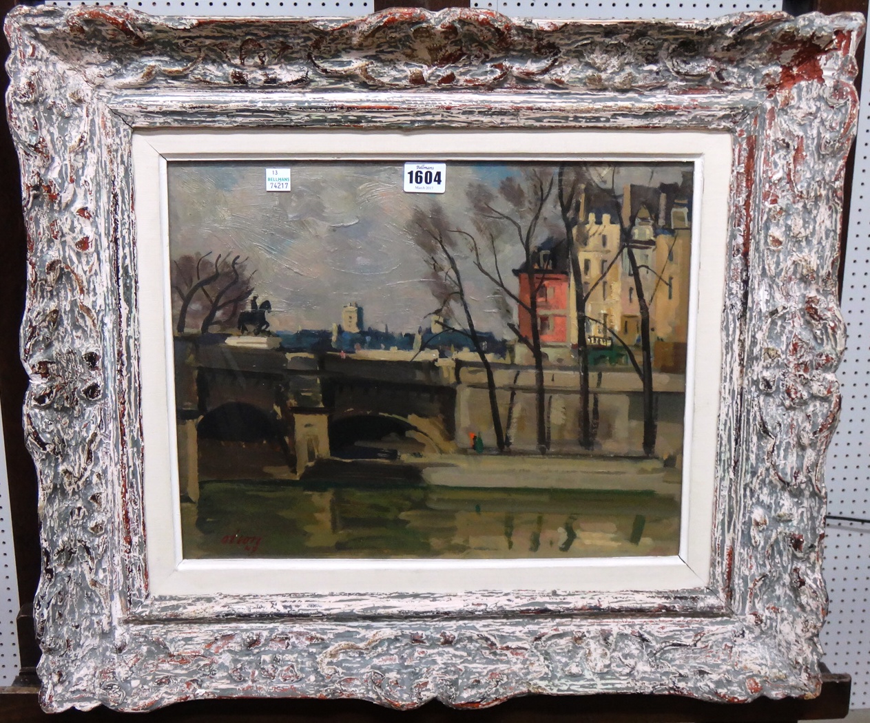 Appraisal: Nils Olson - Pont Neuf oil on board signed and