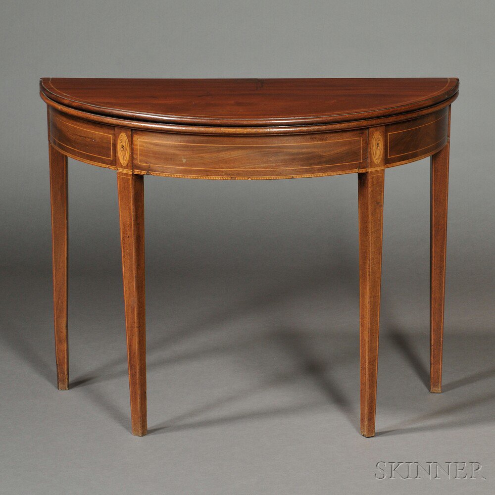 Appraisal: Federal Mahogany and Mahogany Veneer Inlaid Card Table Charleston South