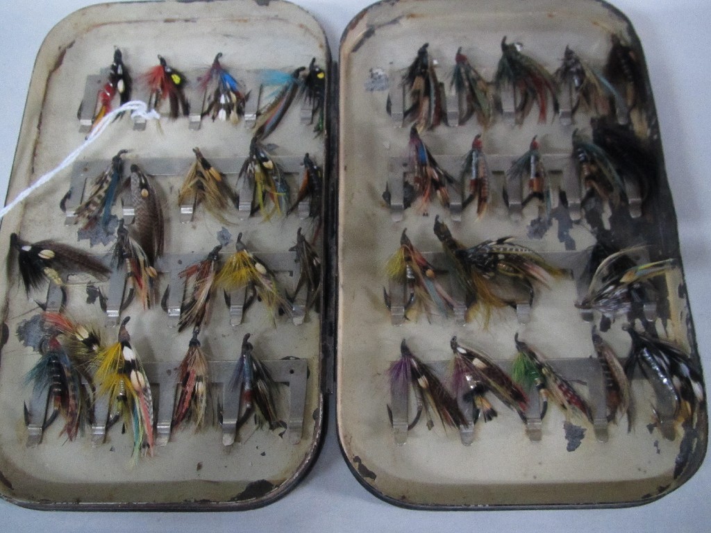 Appraisal: Malloch's fly box with quantity of fishing flies