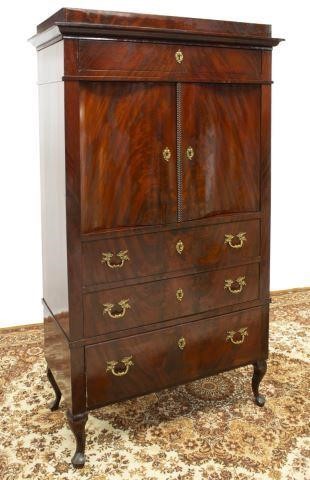 Appraisal: Danish mahogany secretary cabinet th c raised top upper frieze