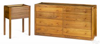 Appraisal: Rosewood double chest of drawers and matching display stand by