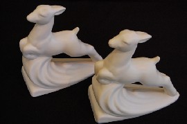 Appraisal: PAIR OF DIANA CERAMIC DEER BOOK ENDS