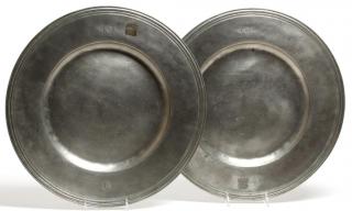 Appraisal: Pair La Bottega del Peltro Italian Pewter Chargers With touch-