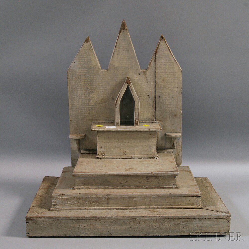 Appraisal: Gray-painted Four-tier Shrine late th or early th century ht