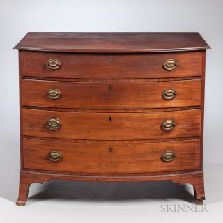 Appraisal: Mahogany and Mahogany Veneer Inlaid Bow-front Chest of Drawers Massachusetts