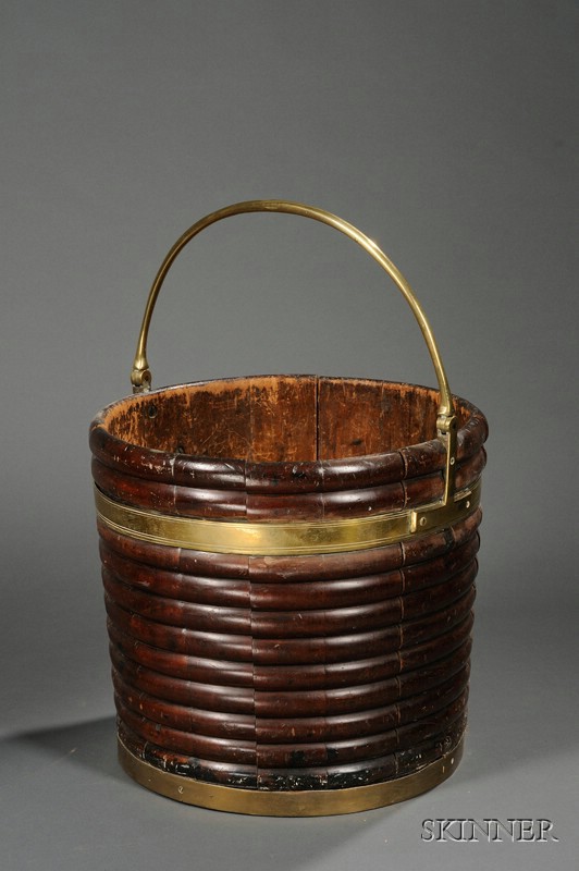 Appraisal: Regency Brass-bound Mahogany Peat Bucket early th century slightly tapered