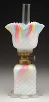 Appraisal: VERY RARE RAINBOW SATIN DQMOP MINI LAMP S - Four-sided