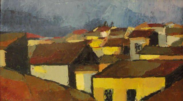 Appraisal: PODENZANA Geraldo Oil on Board of Italian Rooftops Signed and