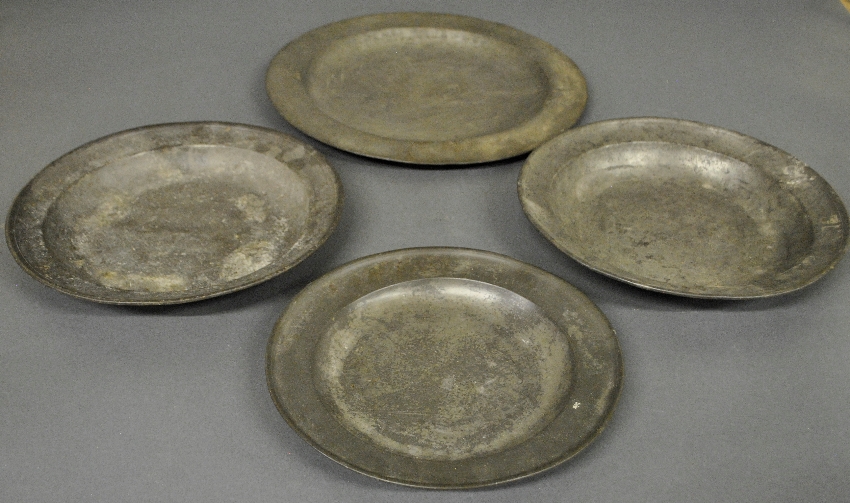 Appraisal: - Large th th c pewter charger dia and three