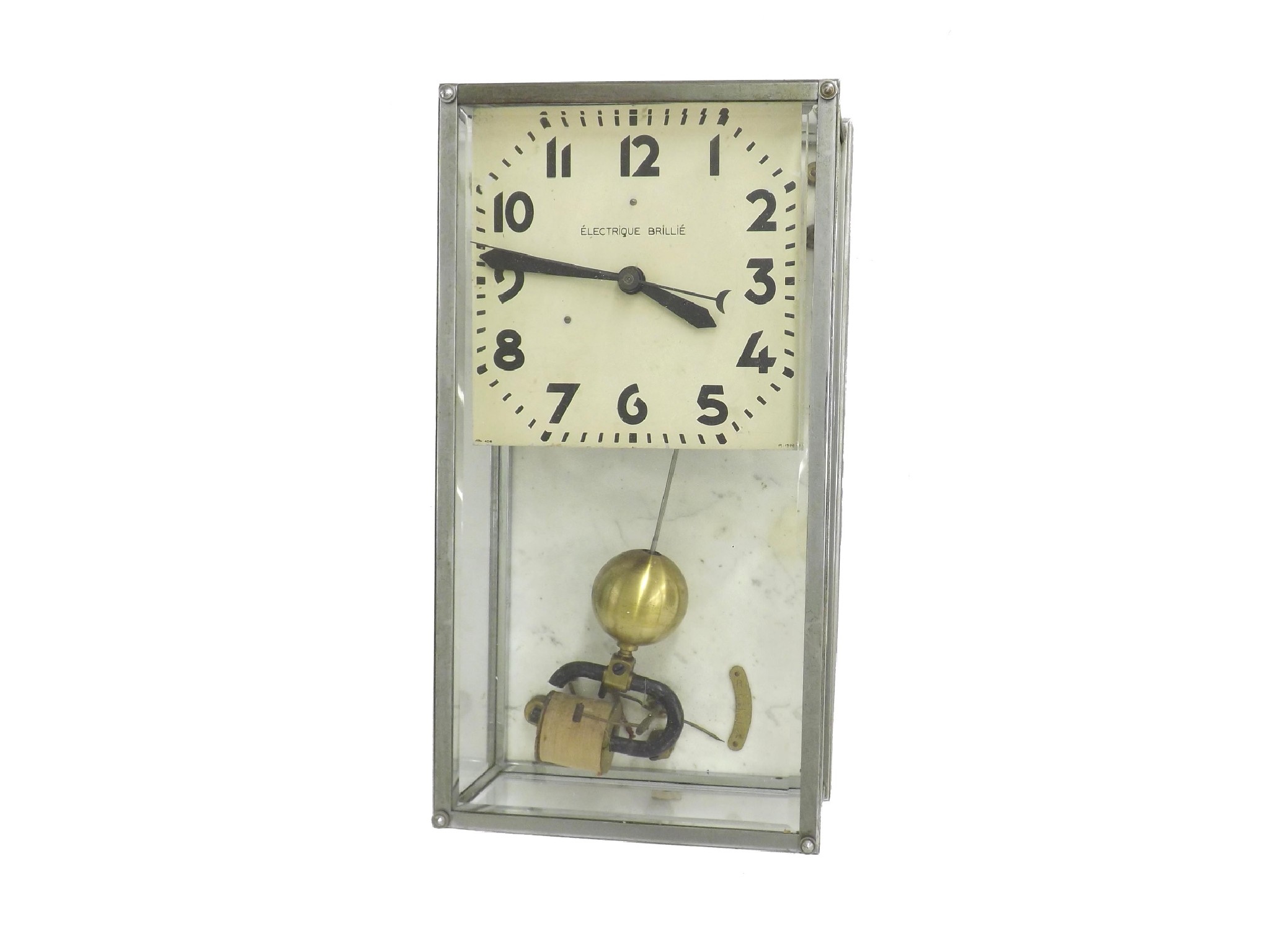 Appraisal: Electrique Brillie wall clock the square cream dial within a