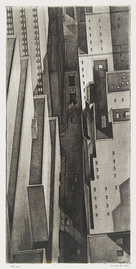 Appraisal: ARMIN LANDECK Manhattan Canyon Drypoint x mm x inches full