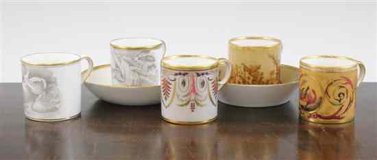 Appraisal: Four Paris porcelain coffee cans and a saucer first half