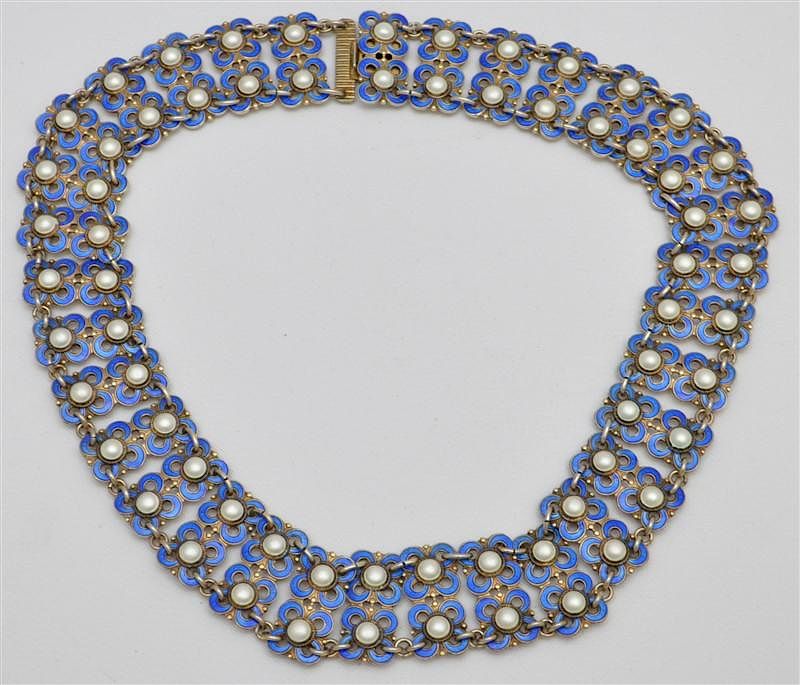 Appraisal: DAVID ANDERSON STERLING ENAMELED NECKLACE A Mid Century David-Andersen Winnaess