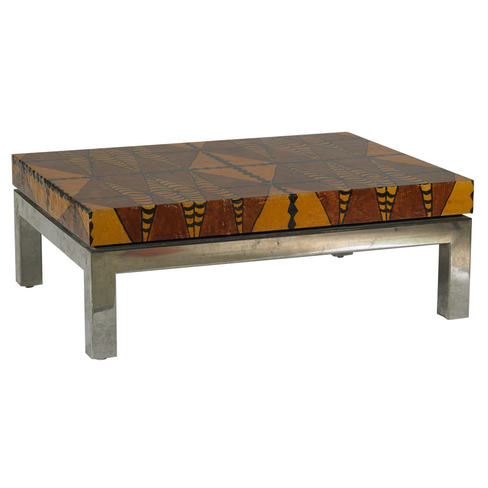 Appraisal: Contemporary Lacquered amp Chromed Metal Low Table Circa Height -