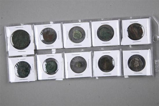 Appraisal: EIGHT ANCIENT COINS Most are probably Roman one is possibly