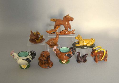 Appraisal: Eleven contemporary redware animal figures some Breininger tallest - Provenance