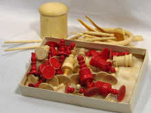 Appraisal: A bone chess set circa together with sundry ivory pieces