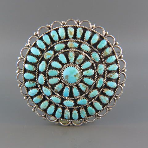 Appraisal: Zuni Turquoise Pin or Pendant petipoint style medallion diameter in