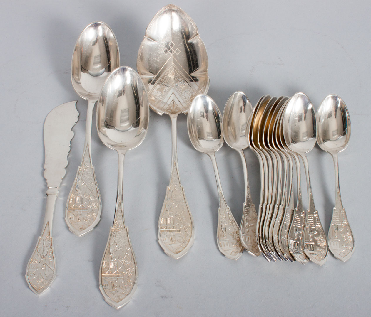 Appraisal: Wood Hughes Celestial sterling silver flatware comprising pieces notable for