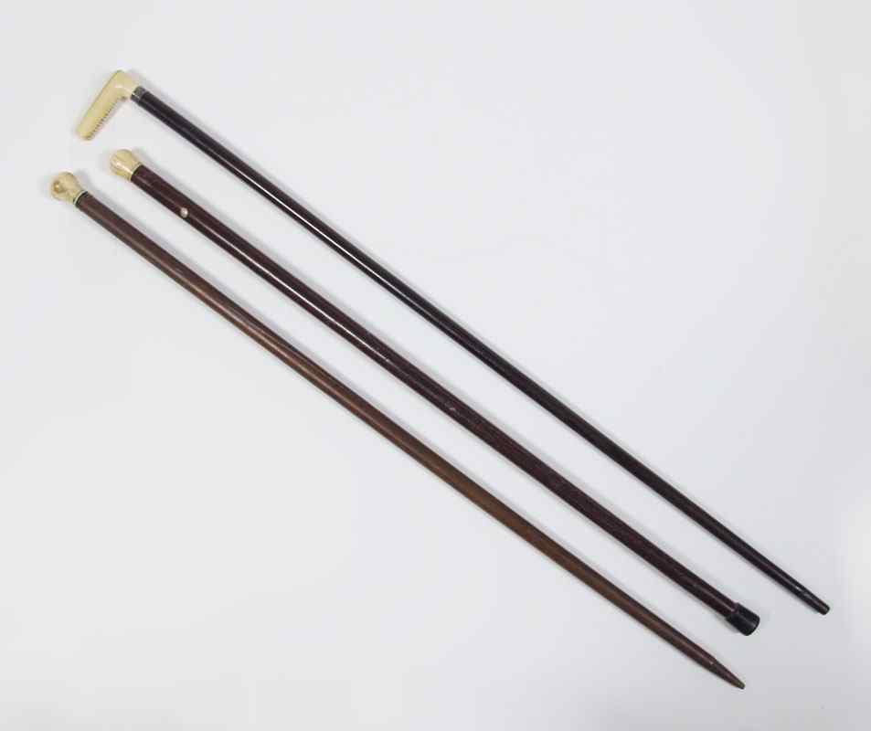 Appraisal: COLLECTION OF IVORY HANDLED WALKING STICKS To include L shape