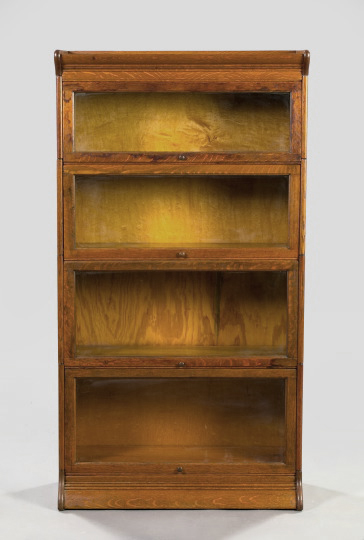 Appraisal: American Late Victorian Quarter-Sawn Oak and Four-High Stacking Bookcase ca