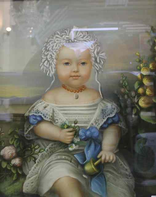 Appraisal: th Century English SchoolDecorative painting of a Baby in elaborate