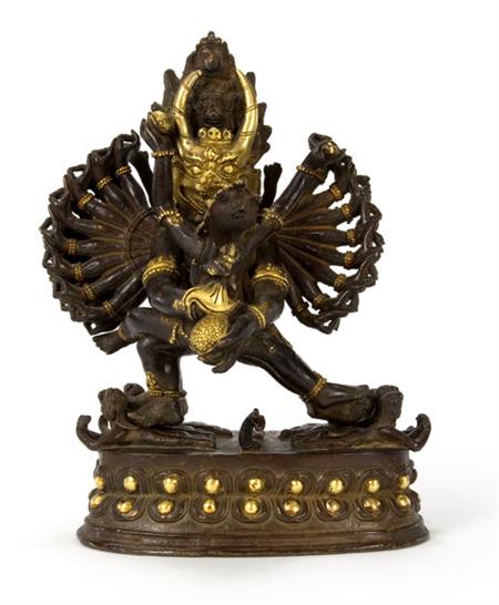 Appraisal: Tibetan Gilt-Bronze Figure of Yamantaka in Yab-Yum Estimate -