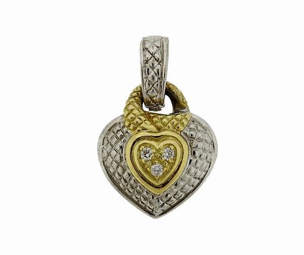 Appraisal: Judith Ripka K Gold Sterling Diamond Heart Enhancer Pendant METAL