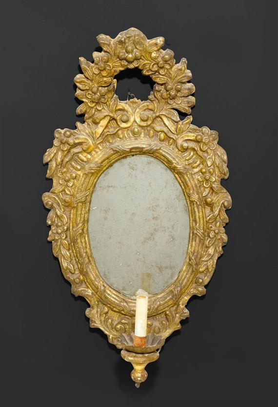 Appraisal: PAIR OF MIRRORED WALL LIGHTS Louis XVI style th cent