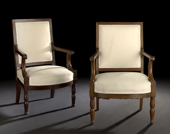 Appraisal: Pair of Restauration Mahogany Fauteuils first quarter th century each