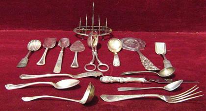 Appraisal: Assorted Sterling and Silverplate Utensils Including silver plate toastrack servers